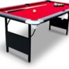 Hathaway Fairmont 6 Ft Portable Pool Table, Adults Folding Billiards Tables for Game Room with Easy Foldable Storage, Includes Full Set of Billiard Balls, Cues, Chalk & Brush