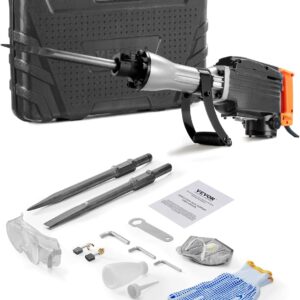 Demolition Jack Hammer, 1350 BPM Concrete Breaker 6pcs Chisels Bit Chipping with Case, 2200W Electric Jackhammer Heavy Duty, Black
