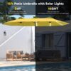 15ft Patio Umbrella with Solar Lights, Large Double Umbrella Outdoor, Rectangle 180''x106'' Umbrellas with 156 PCS LED Lights and Crank Handle for Backyard Deck Pool Shade in Black(1.9" Pole)