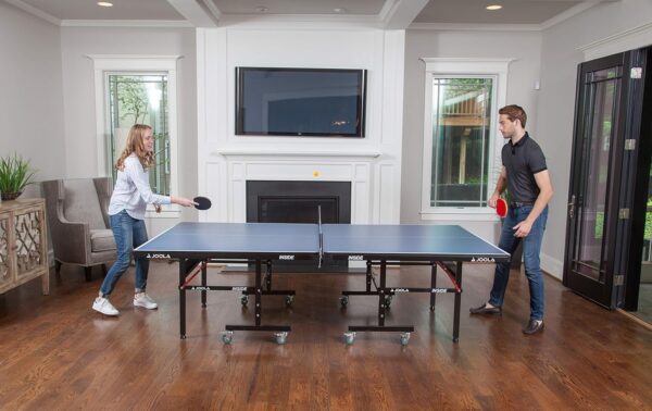ef3c3d982ef54ac1b21e9f9c85901710 JOOLA Inside Professional MDF Indoor Ping Pong Table with Quick Clamp Table Tennis Net and Post Set - 10 Minute Easy Assembly - Tournament Quality - Foldable with Single Player Playback Mode