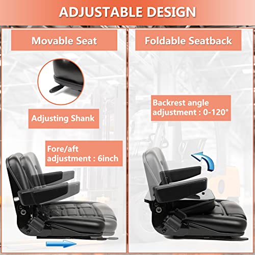 ef8f226ed39941aa90a12710970a8d48 Universal Fold Down Forklift Seat, Micro Switch, Armrest And Safety Belt, for Tractor