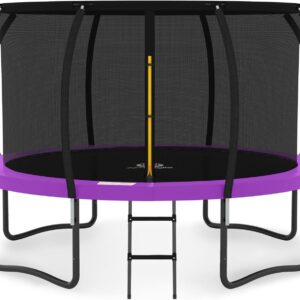 Trampoline with Enclosure - Recreational Trampolines with Ladder and AntiRust Coating, ASTM Approval Outdoor Trampoline for Kids