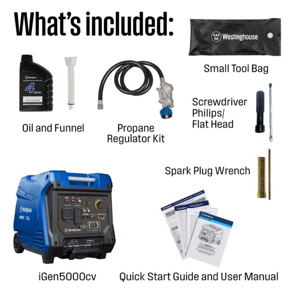 Westinghouse 5000 Peak Watt Recoil Start, Gas Powered Portable Inverter Generator with CO Sensor