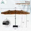 15ft Double Sided Patio Umbrella with Solar Lights, Outdoor Large Umbrellas with Crank Handle and 36 LED Lights, Rectangular Market Umbrella with Base Included for Deck Pool Shade