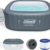 4 to 6 Person Inflatable Hot Tub Square Portable Outdoor Spa with 114 Soothing AirJets and Insulated Cover, Gray-Coleman