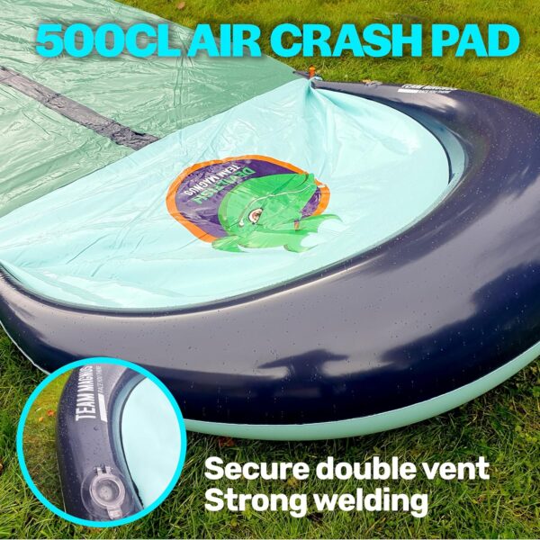 f0b4c9e82cd2495eab07dc6ff403193e TEAM MAGNUS 31ft Slip n Slide with 500CL Inflatable Crash pad. Slip and Slide for Kids Ages 8-12 in Heavier, 0.22mm PVC with Adjustable sprinklers (372" L x 63" W x 10" H)