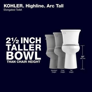 f104c28eef9d4ef49b1e6846acfa57e8 KOHLER Extra Tall Highline Arc Complete Solution 2-piece 1.28 GPF Single Flush Elongated Toilet in White (Seat Included) 78305-0