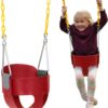 Eastern Jungle Gym Heavy-Duty High Back Full Bucket Toddler Swing Seat | Coated Swing Chains Fully Assembled | Green Swing Set Accessory