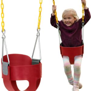 Eastern Jungle Gym Heavy-Duty High Back Full Bucket Toddler Swing Seat | Coated Swing Chains Fully Assembled | Green Swing Set Accessory