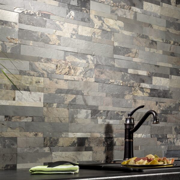 f1391060a8a344458b1056a493364cc3 Aspect Peel and Stick Stone Overlay Kitchen Backsplash Tile - Medley Slate (Approx. 15 sq ft Kit)