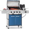Burner Propane Gas BBQ Grill with Side Burner & Porcelain-Enameled Cast Iron Grates, 42,000 BTU Output Stainless Steel Grill for Outdoor Cooking Kitchen and Patio Backyard Barbecue-Captiva