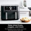 DZ401 Foodi 10 Quart 6-in-1 DualZone XL 2-Basket Air Fryer with 2 Independent Frying Baskets, Match Cook & Smart Finish to Roast, Broil, Dehydrate for Quick, Easy Family-Sized Meals, Grey