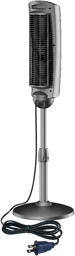 f1ec54b9283a4d67ae98e22b2e18c68f LASKO Elevation 42”-54” Adjustable Height Pedestal Tower Fans for Home, 31 ft/s Airflow, Quiet 28 dB on Low, 90° Oscillation, 12 Hour Timer, Remote Control, Black, EST100