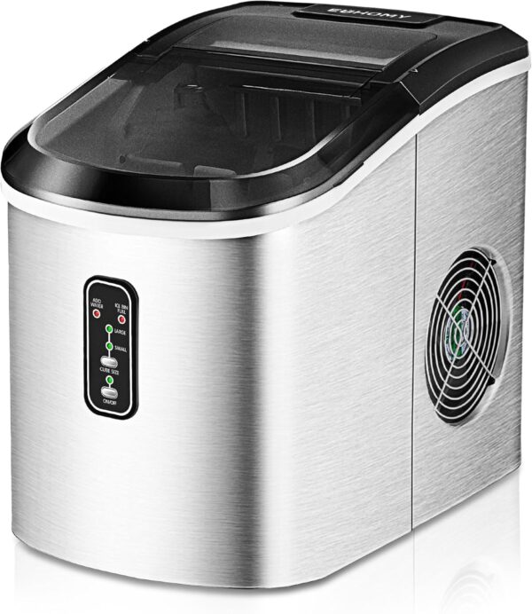 f209cbf16bd94e93a030c59e93729397 Nugget Ice Maker Countertop with Handle, Ready in 6 Mins, 34lbs Per Day, Removable Top Cover, Auto-Cleaning, Portable Sonic Ice Maker with Basket and Scoop, for Home/Party/RV/Camping (Black)