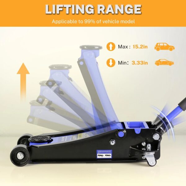 f21bb5660db4491299338876c11c5818 4-Ton Floor Jack, Low Profile Car Jack, Heavy-Duty Trolley Jack Car Lift with Dual Pump Pistons, Lifting Range 4"-21", 8000LBS