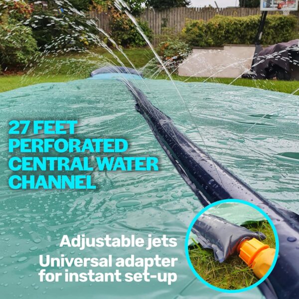f254645e16b04bcfb9b3bb2f56656bcb TEAM MAGNUS 31ft Slip n Slide with 500CL Inflatable Crash pad. Slip and Slide for Kids Ages 8-12 in Heavier, 0.22mm PVC with Adjustable sprinklers (372" L x 63" W x 10" H)