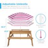 Best Choice Products Kids 3-in-1 Outdoor Convertible Activity Sand & Water Picnic Table w/ Umbrella - Natural/Dark Pink