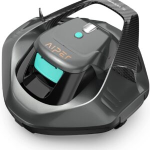 Cordless Robotic Pool Cleaner, Pool Vacuum Lasts 90 Mins, LED Indicator, Self-Parking, Ideal for Above/In-Ground Flat Pools up to 40 Feet - Gray