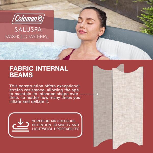 f2b7b6abad9e4e1695332068c96e0ee3 4 to 6 Person Inflatable Hot Tub Square Portable Outdoor Spa with 114 Soothing AirJets and Insulated Cover, Gray-Coleman