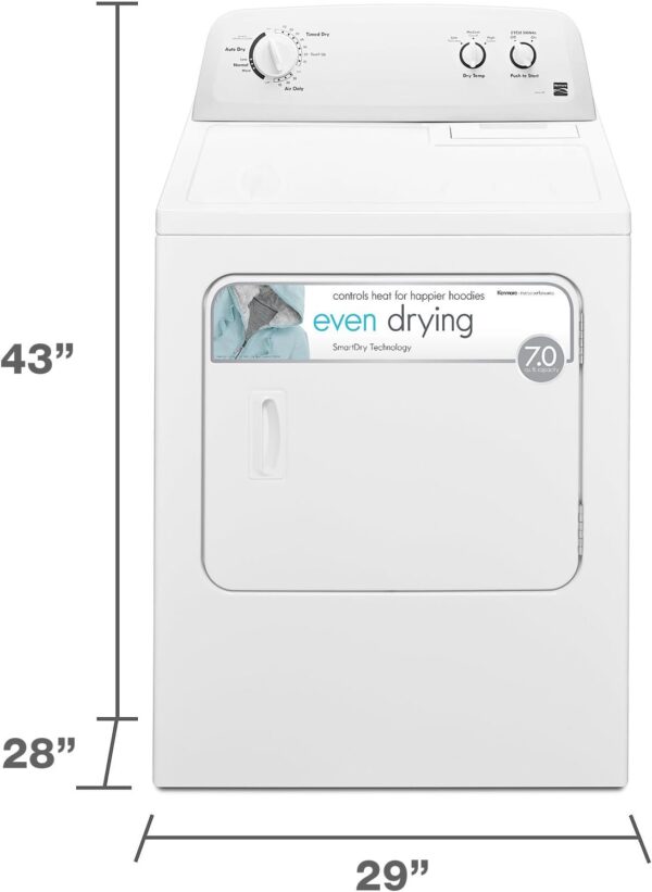 f31e3dba9b854e59bf9c551b8fb133dd Kenmore 29′′ Front Load Electric Dryer with Wrinkle Guard and 7.0 Cubic Ft. Total Capacity, White