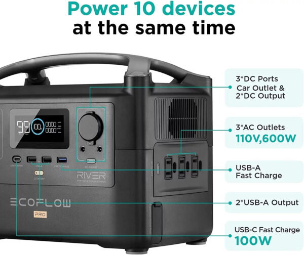 f375ded88ad94b1cac6d339a362a3d02 EcoFlow RIVER Pro Portable Power Station 720Wh Capacity,Solar Generator,600W AC Output for Outdoor Camping,Home Backup,Emergency,RV,off-Grid