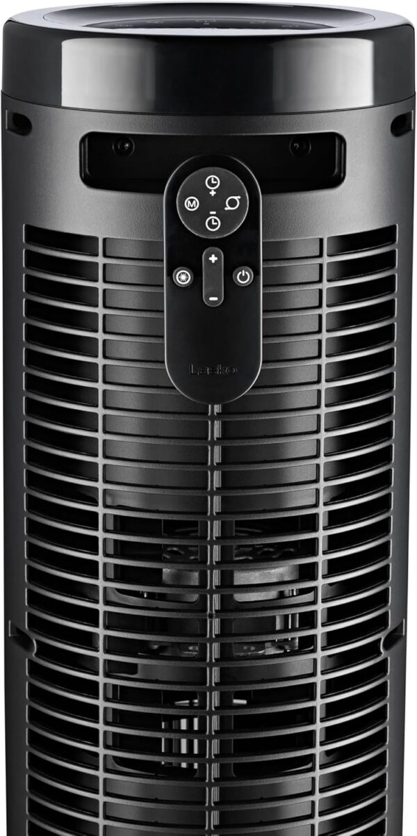 f3827a3ffb984be990606060345cf839 LASKO Elevation 42”-54” Adjustable Height Pedestal Tower Fans for Home, 31 ft/s Airflow, Quiet 28 dB on Low, 90° Oscillation, 12 Hour Timer, Remote Control, Black, EST100