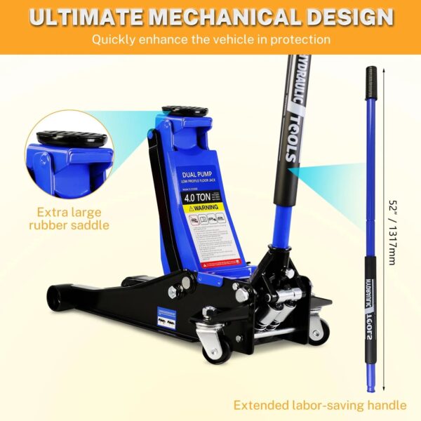 f3e226354ca245e48b03892a9ac09be6 4-Ton Floor Jack, Low Profile Car Jack, Heavy-Duty Trolley Jack Car Lift with Dual Pump Pistons, Lifting Range 4"-21", 8000LBS