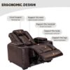 Power Home Theater Seating Set of 3, Brown Faux Leather Electric Recliner Chair with Powered Headrest, Dual Motors Movie Reclining Chairs with LED Lights,USB Port,Cup Holders, Hidden Arm Storage