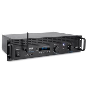 2-Channel Bluetooth Power Amplifier - 2000W Bridgeable Rack Mount Pro Audio Sound Wireless Home Stereo Receiver w/TRS XLR Input,LCD, Bridge Mode, Cooling Fan - Entertainment Speaker System
