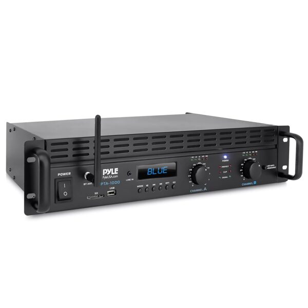 f42eca2b34d24867933e28617fa97dd0 2-Channel Bluetooth Power Amplifier - 2000W Bridgeable Rack Mount Pro Audio Sound Wireless Home Stereo Receiver w/TRS XLR Input,LCD, Bridge Mode, Cooling Fan - Entertainment Speaker System