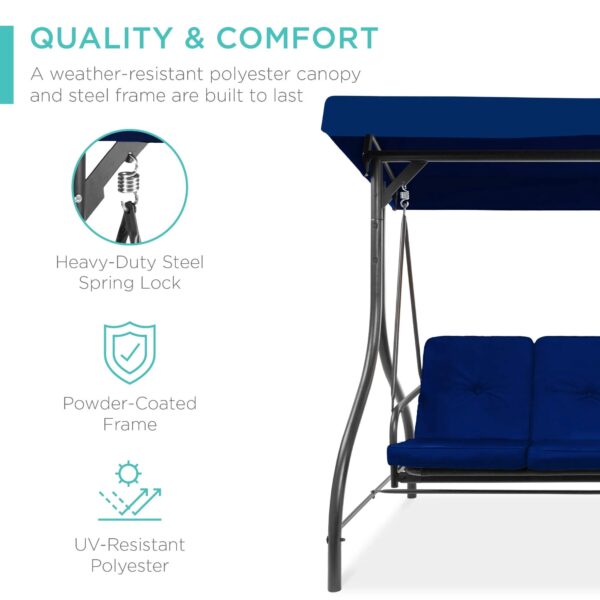 f43a4fcbdcc04cf79acda325a002ce2d 3-Seat Outdoor Large Converting Canopy Swing Glider