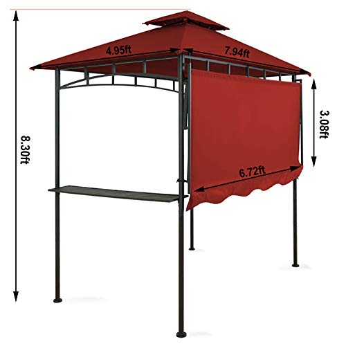 f45b8ad2faea4de98f15e01e3cd6b89b Double Tiered Grill Gazebo 11X 5, Outdoor BBQ Patio Canopy Tent with Stretchable Side Awning