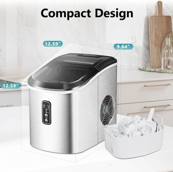 f4987b7e0fe248449f74d2a19ec4d85f Nugget Ice Maker Countertop with Handle, Ready in 6 Mins, 34lbs Per Day, Removable Top Cover, Auto-Cleaning, Portable Sonic Ice Maker with Basket and Scoop, for Home/Party/RV/Camping (Black)