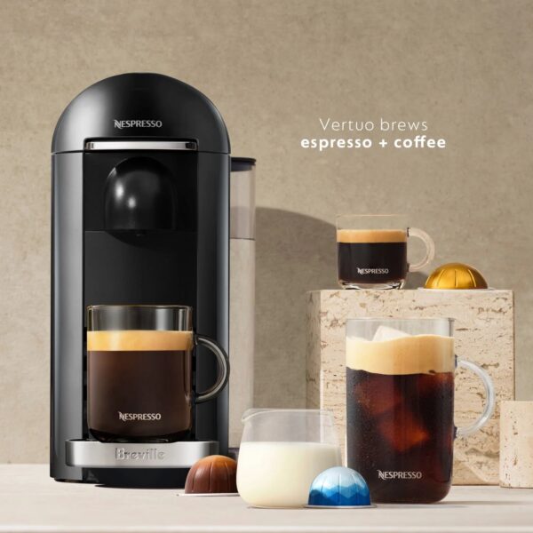 Breville Nespresso New VertuoPlus Deluxe Coffee and Espresso Single-Serve Machine in Piano Black