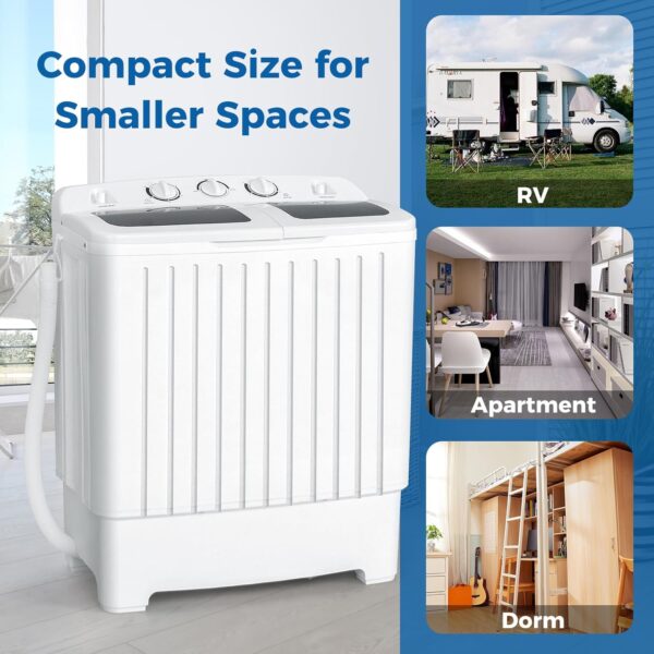 f5276d0ed1da44e99e95eb50d6789cf2 Portable Washing Machine, Twin Tub 20 Lbs Capacity, Washer(12 Lbs) and Spinner(8 Lbs), Durable Design, Timer Control, Compact Laundry Washer for RV, Apartments and Dorms, Grey+White
