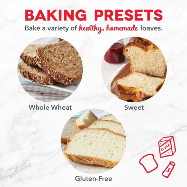 Dash Everyday Stainless Steel Bread Maker up to 1.5lb Loaf, Programmable, 12 Settings + Gluten Free & Automatic Filling Dispenser