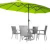 15ft Patio Umbrella with Solar Lights, Large Double Umbrella Outdoor, Rectangle 180''x106'' Umbrellas with 156 PCS LED Lights and Crank Handle for Backyard Deck Pool Shade in Black(1.9" Pole)