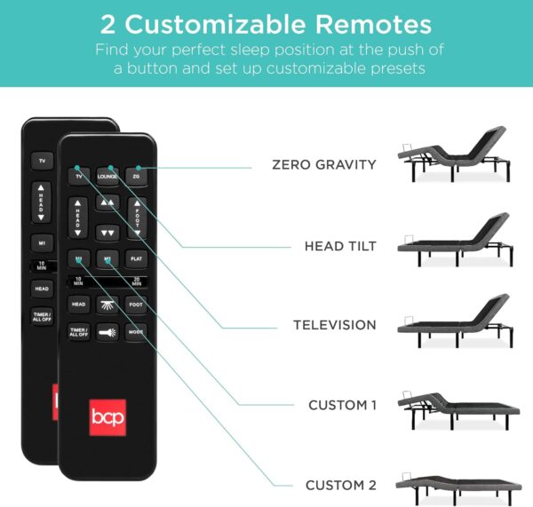 f60b8b6b1b434f4ba42417f7bd1d8fc1 Best Choice Products Ergonomic Twin XL Size Adjustable Bed Frame, Electric Base w/Wireless Remote Control, Nightlight, Massager, 2 USB Ports