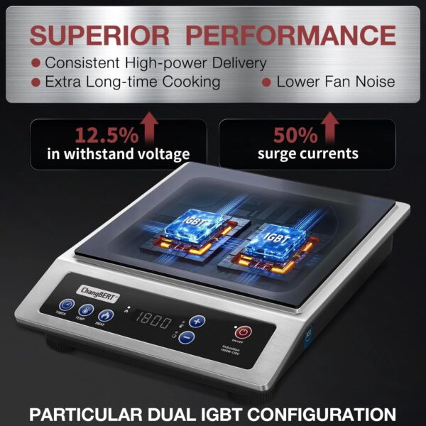 f61ec68be52f4307ad3468486eecc2be ChangBERT 1800W Induction Cooktop, Commercial Portable Cooker