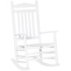 Outsunny Traditional Wooden High-Back Rocking Chair for Porch, Indoor/Outdoor, White