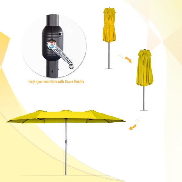 f6557e982c1f43e3909bea3796a6859e 15ft Patio Umbrella with Solar Lights, Large Double Umbrella Outdoor, Rectangle 180''x106'' Umbrellas with 156 PCS LED Lights and Crank Handle for Backyard Deck Pool Shade in Black(1.9" Pole)