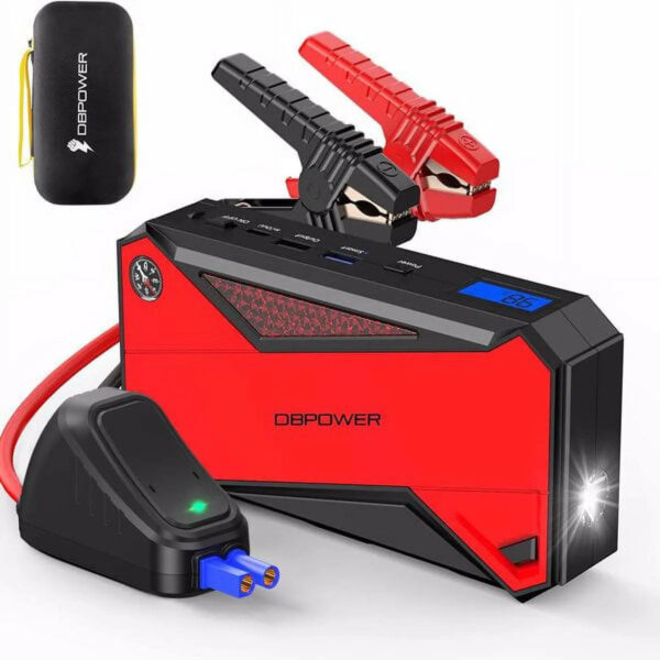 f69bd6fc1a5f4e3a8c6ccfae51b0e51d Peak 1600A 18000mAh Car Battery Jump Starter, up to 7.2 Gas, 5.5L Diesel Engines, Portable Battery Booster with Smart Charging Port, LCD Display, Intelligent Jumper Clamps, DJS90, Red Black