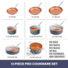 Professional 13-Piece Hard Anodized Aluminum Ti-Ceramic Nonstick Cookware Set