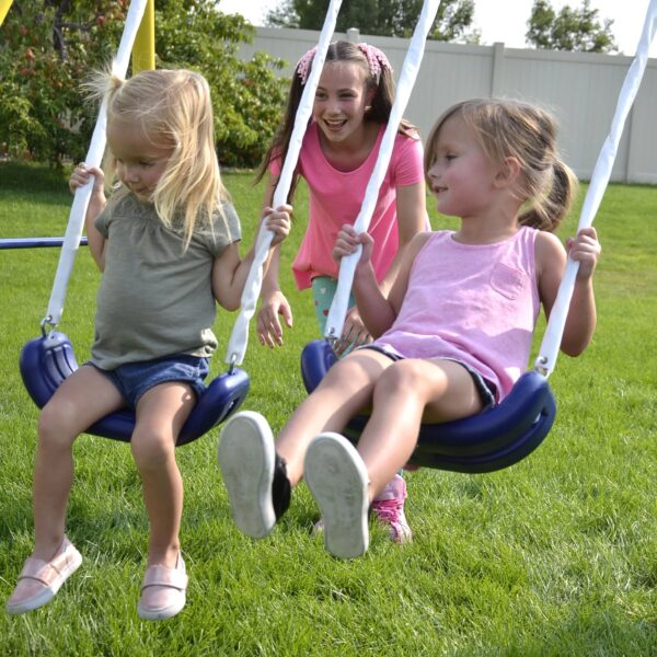 Sportspower Power Play Time Metal Swing Set with 2 Swings and Lifetime Warranty on Blow Molded Slide