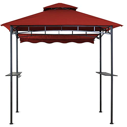 f6cf9f20d8d94f71aa64ceea7e2cae7c Double Tiered Grill Gazebo 11X 5, Outdoor BBQ Patio Canopy Tent with Stretchable Side Awning