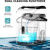 Nugget Ice Maker Countertop with Handle, Ready in 6 Mins, 34lbs Per Day, Removable Top Cover, Auto-Cleaning, Portable Sonic Ice Maker with Basket and Scoop, for Home/Party/RV/Camping (Black)