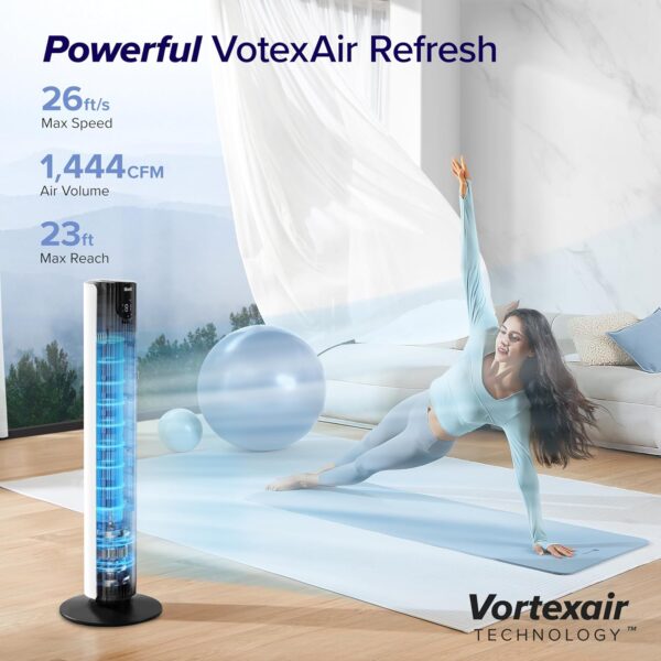 f74ff2c38aa24d32a03893ccdb3719c8 LEVOIT Tower Fan for Bedroom, Standing Fan that Blows Cold Air for Home, 28dB Quiet for Sleep, Remote, 90° Oscillation, 12H Timer, 25ft/s Velocity, 5 Speeds, 4 Modes, Bladeless 36 inch, White