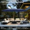 15ft Patio Umbrella Double-Sided Outdoor Market Extra Large Umbrella with Crank, Umbrella Base Included (Dark Red)