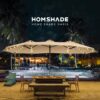 Double Sided Patio Umbrellas - 15ft Solar Lights LED Lighted Outdoor Extra Large Market Table Umbrella with Base Included, Oversized Umbrella for Deck, Pool, Backyard (Beige)