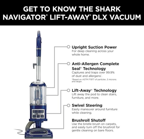 f7b00633503740049b09d0902e5c7f62 Rotator Pet Pro Lift-Away ADV Upright Vacuum with HEPA Filter, DuoClean PowerFins HairPro and Odor Neutralizer Technology, Pet Hair Pickup, For Carpets & Hardfloors, Dark Grey, LA555